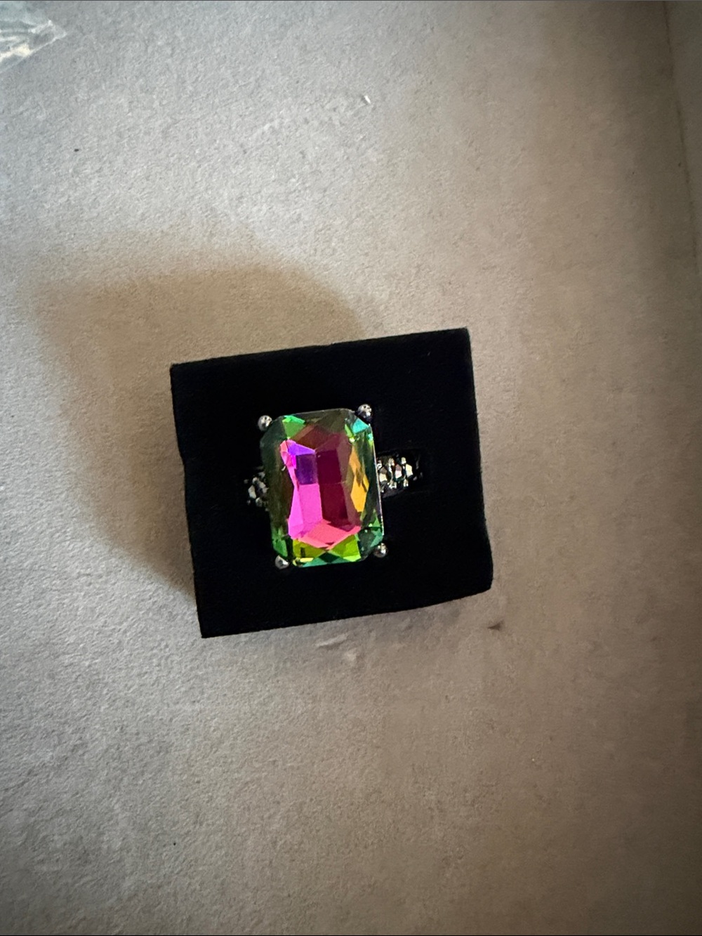 paparazzi Multicolor Emerald-Cut Mystic Stone Ring - Pink & Green